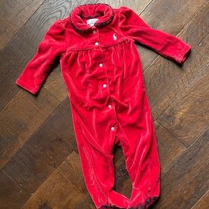 Ralph Lauren Girls Red Plaid Sleeper Christmas